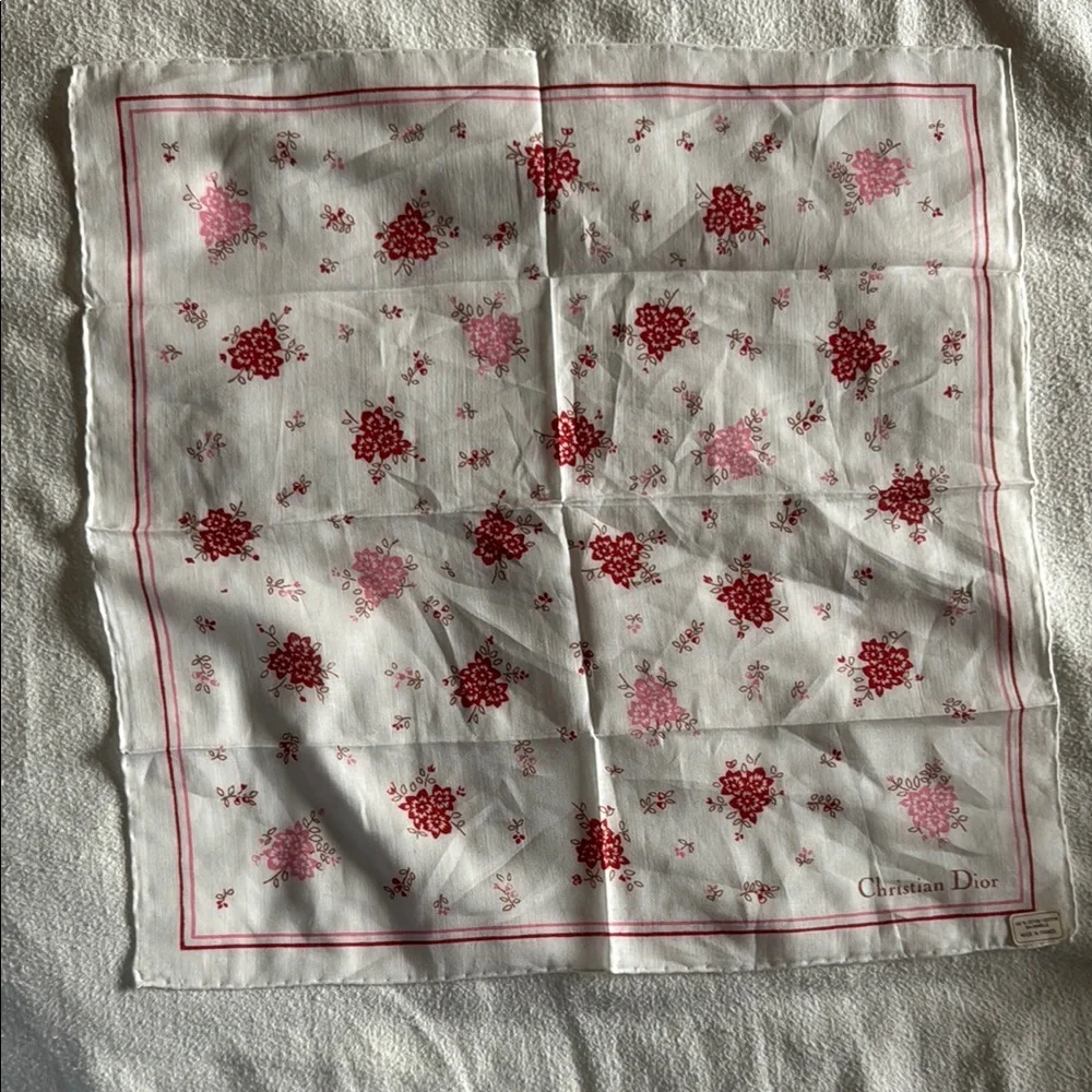 Vintage Christian Dior 100% cotton square Floral Scarf